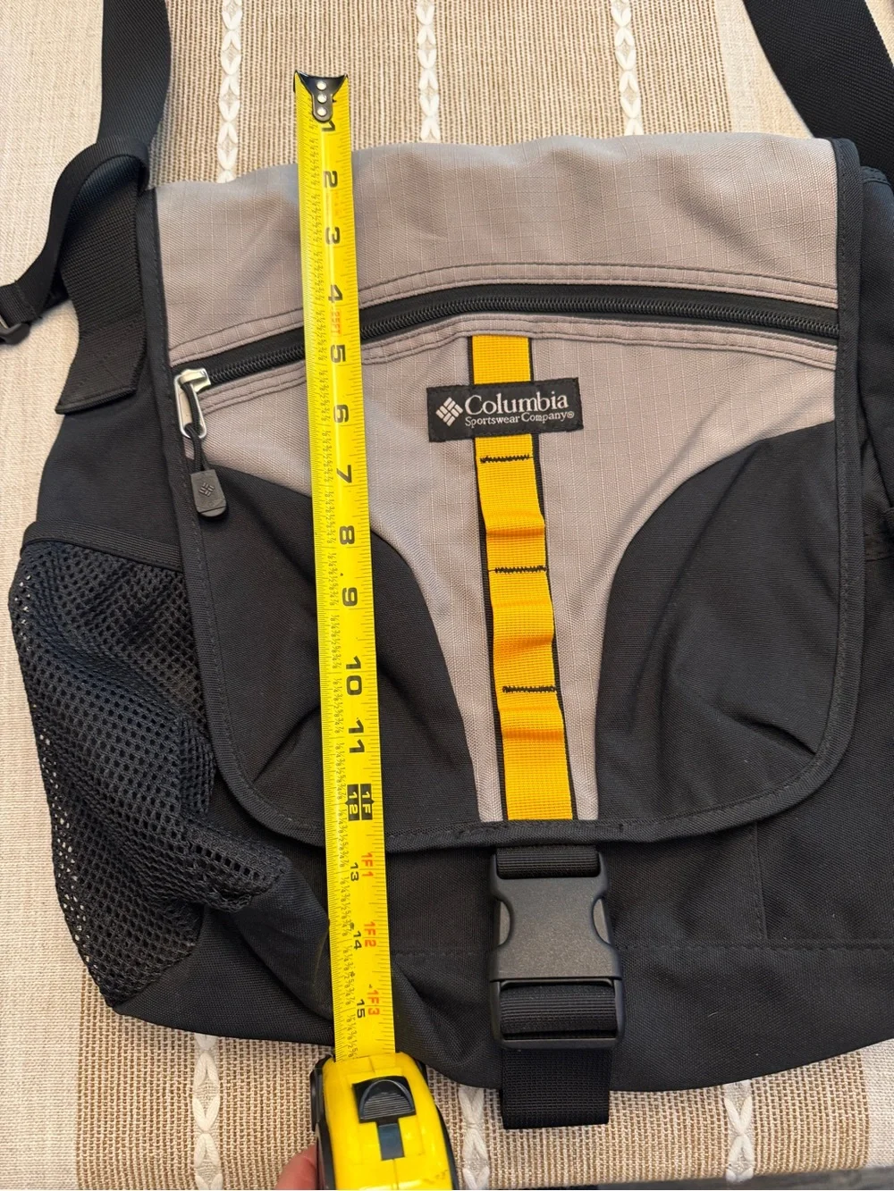 Columbia Men's Black and Gray Messenger Bag with Yellow Accent